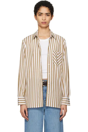 RAG&BONE Brown & White Maxine Poplin Shirt
