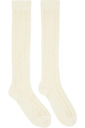 VALENTINO GARAVANI Beige Perforated Cotton VLogo Socks