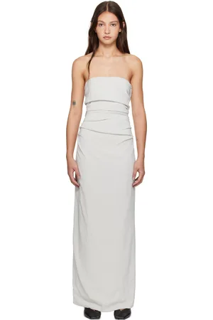 St Agni Gray Strapless Tie Back Maxi Dress
