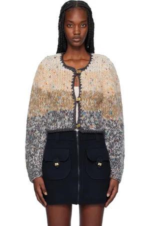 Ganni Beige Hand-Knit Cropped Cardigan