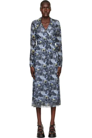 Ganni Blue Wrap Midi Dress