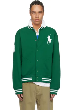 Ralph Lauren Green Big Pony Fleece Baseball Bomber Jacket
