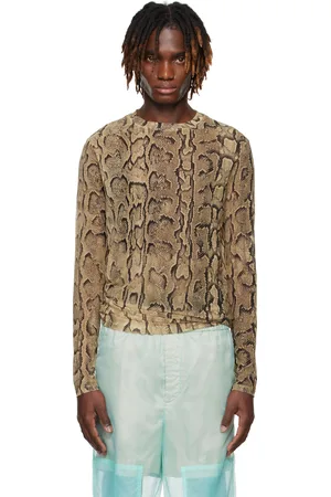 DRIES VAN NOTEN Beige Snakeskin Print T-shirt