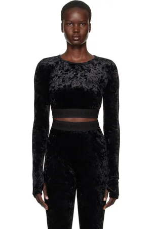 VERSACE Black Velvet Crop T-shirt