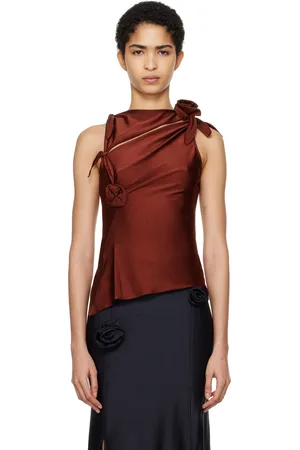 COPERNI Burgundy Asymmetric Flower Tank Top