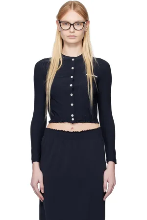 Shushu/Tong Navy Elastic Fitted Cardigan