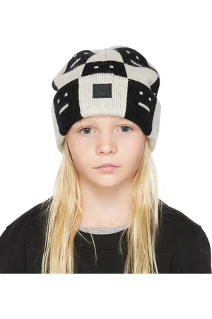 Acne Studios Kids Black & Beige Jacquard Beanie