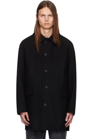 Solid Black Single-Breasted Coat