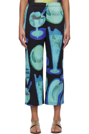 PLEATS PLEASE ISSEY MIYAKE Black & Blue Thermal Foods Trousers