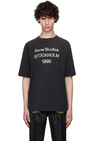 Acne Studios Black Printed Logo T-Shirt