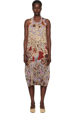 PLEATS PLEASE ISSEY MIYAKE Multicolor Interplanetary Halter Midi Dress