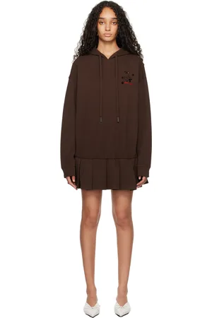 Shushu/Tong Brown 3D Rose Hoodie Minidress