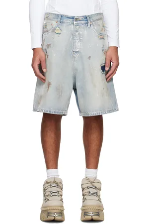 Vetements Blue Trashed Denim Shorts