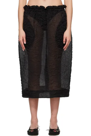 Simone Rocha Elasticated Gathered Ruffle Waist Tulip Midi Skirt
