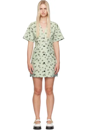 Ganni Green Floral Minidress