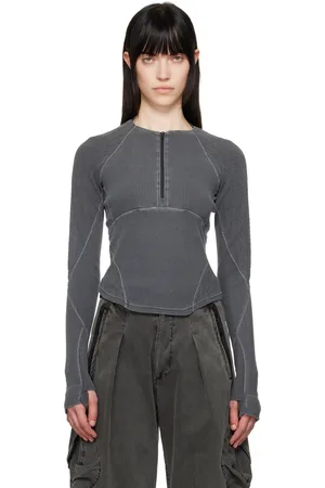 Hyein Seo Gray Half-Zip Raglan T-shirt