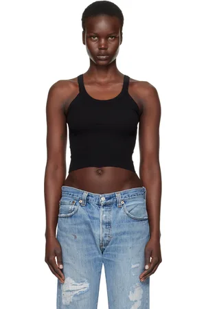 RE/DONE Hanes Edition Cropped Ribbed Tank Top