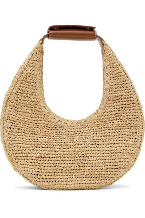 Staud Beige Moon Raffia Bag