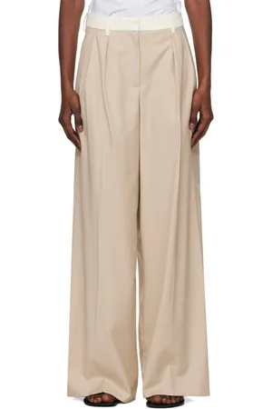 REMAIN Birger Christensen Beige Two Color Wide Trousers