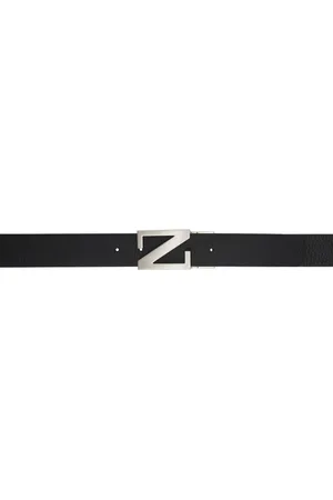 Ermenegildo Zegna Black Reversible Leather Belt
