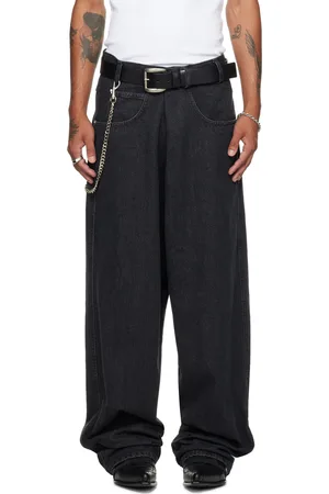 LU’U DAN Black Unisex Pleated Front Jeans
