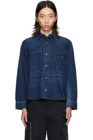 lesugiatelier Navy Pin-Tuck Denim Shirt