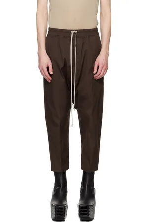 Rick Owens Brown Hollywood Drawstring Cropped Trousers