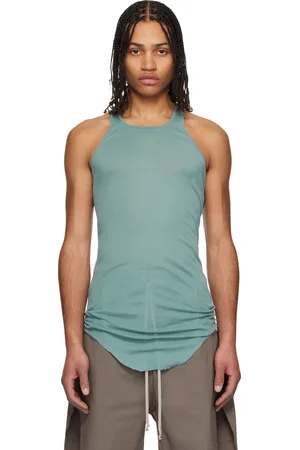Rick Owens Blue Hollywood Basic Rib Tank Top
