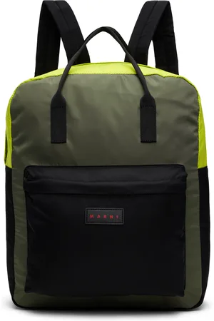 Marni Kids Green & Black Logo Patch Backpack