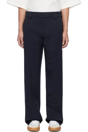 Bottega Veneta Navy Wool Grain De Poudre Trousers