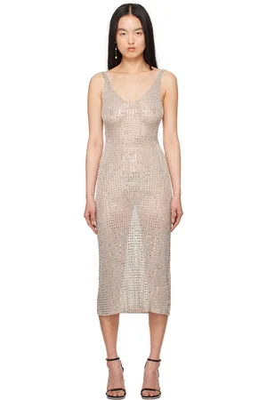 CHRISTOPHER ESBER Beige Cristalla Midi Dress