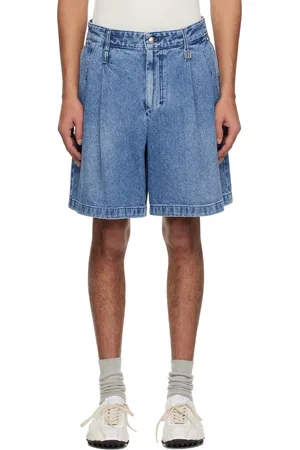 WOOYOUNGMI Blue One-Tuck Washed Corduroy Denim Shorts