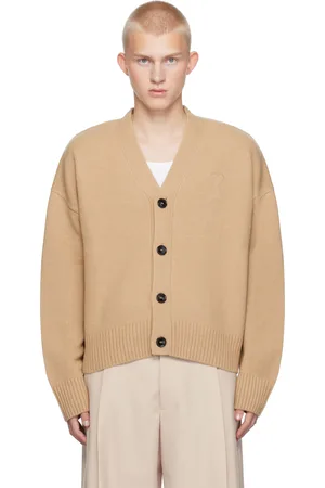 Ami Beige Embossed Ami de Coeur Cardigan