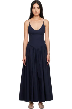 Staud Navy Dena Midi Dress