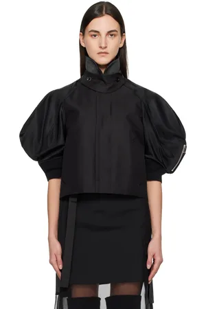 SACAI Black Cotton Gabardine x Nylon Twill Jacket