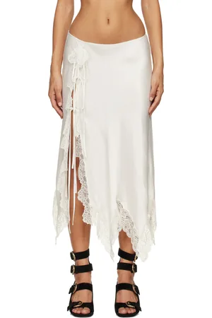 Chloé Off-White Lace Trim Midi Skirt