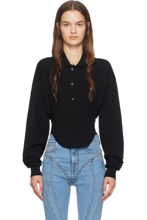 MUGLER Black Corseted Polo