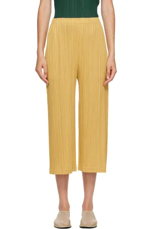 PLEATS PLEASE ISSEY MIYAKE Yellow Thicker Bottoms 1 Torusers