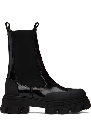 Ganni Black Cleated Mid Chelsea Boots