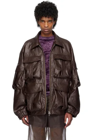 DRIES VAN NOTEN Brown Coated Serge Faux-Leather Jacket