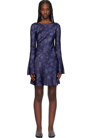 Ganni Navy Floral Printed Minidress