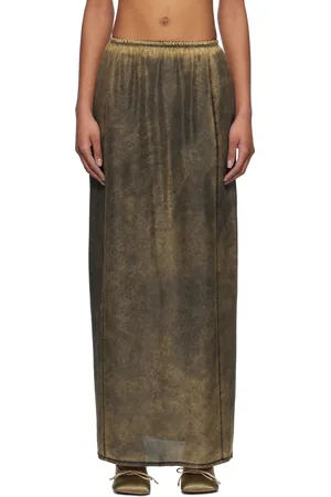 Maison Margiela Khaki Light Silk Maxi Skirt