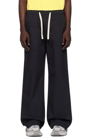 Palm Angels Black Curved Logo Loose Cargo Pants