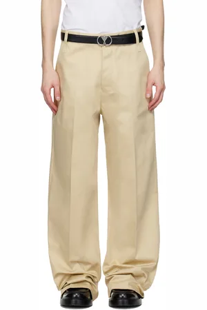 Ami Beige Cotton Baggy Fit Trousers