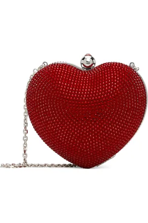 Mach & Mach Crystal Heart Suede Clutch