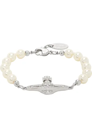 Vivienne Westwood Silver & White Mini Bas Relief Pearl Bracelet