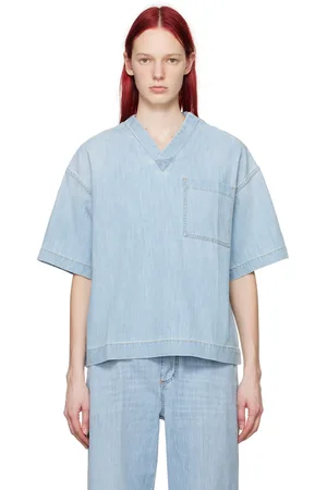 Bottega Veneta Blue Bleached Denim Shirt