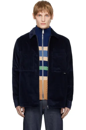 Maison Kitsuné Navy Zipped Overshirt Jacket
