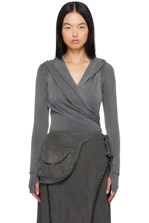 Hyein Seo Gray Hooded Long Sleeve T-Shirt