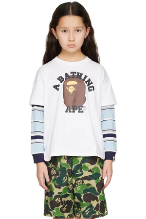 BAPE Kids White College Layered Sleeves Relaxed Fit T-shirt